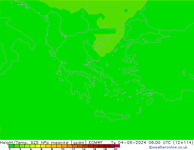 Géop./Temp. 925 hPa ECMWF mar 04.06.2024 06 UTC