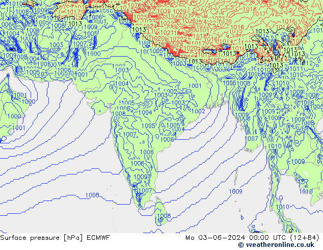 pressão do solo ECMWF Seg 03.06.2024 00 UTC