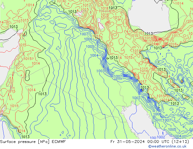 Surface pressure ECMWF Fr 31.05.2024 00 UTC