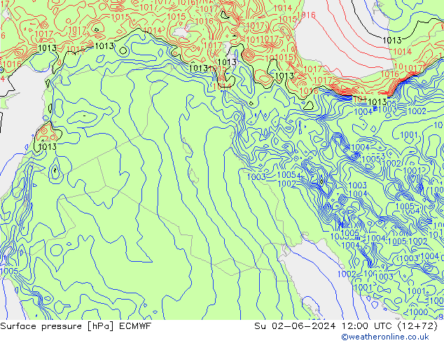 Yer basıncı ECMWF Paz 02.06.2024 12 UTC