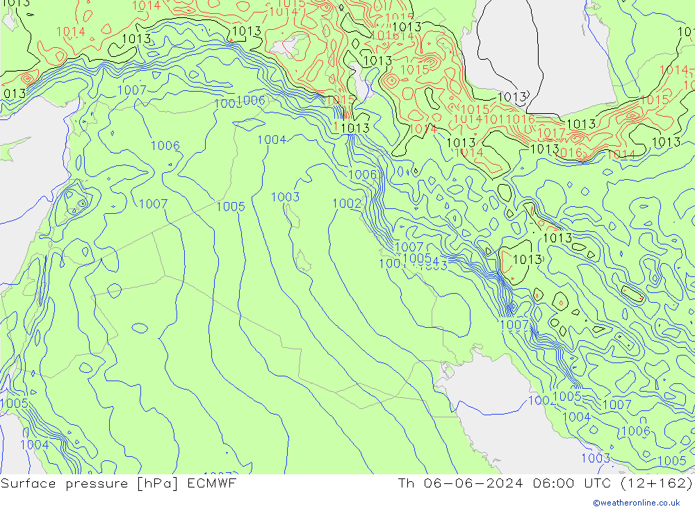 Atmosférický tlak ECMWF Čt 06.06.2024 06 UTC