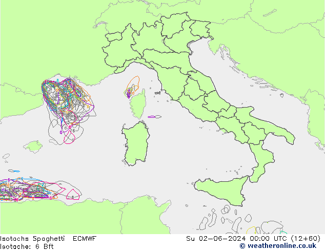 Isotachs Spaghetti ECMWF Su 02.06.2024 00 UTC