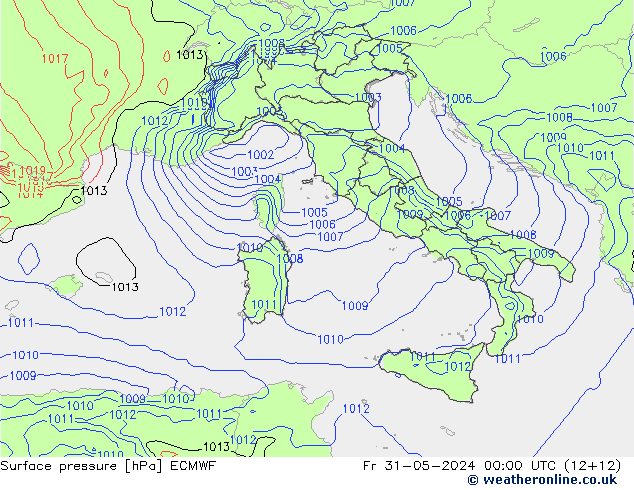 Surface pressure ECMWF Fr 31.05.2024 00 UTC