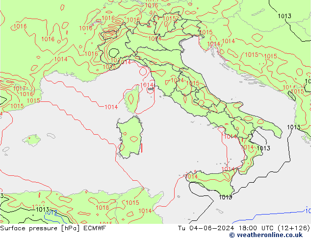 приземное давление ECMWF вт 04.06.2024 18 UTC