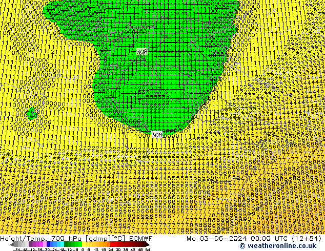 Hoogte/Temp. 700 hPa ECMWF ma 03.06.2024 00 UTC