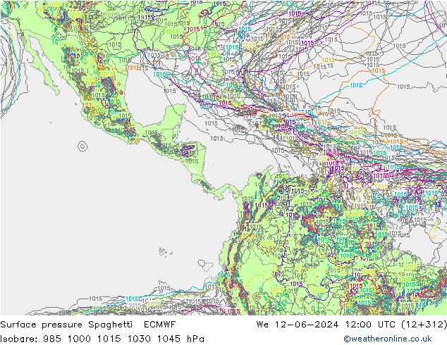 Surface pressure Spaghetti ECMWF We 12.06.2024 12 UTC