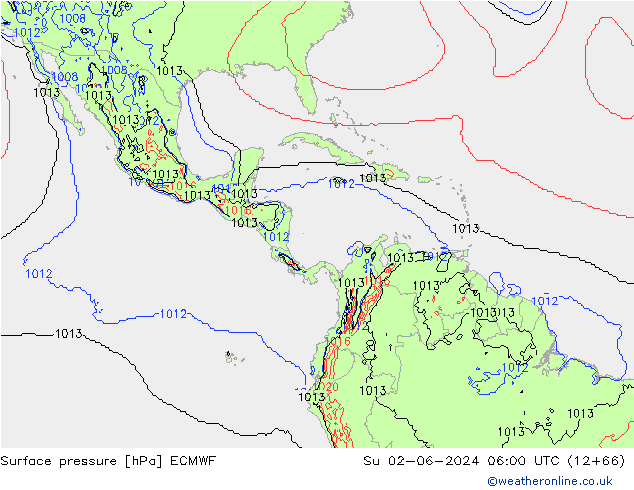 Yer basıncı ECMWF Paz 02.06.2024 06 UTC