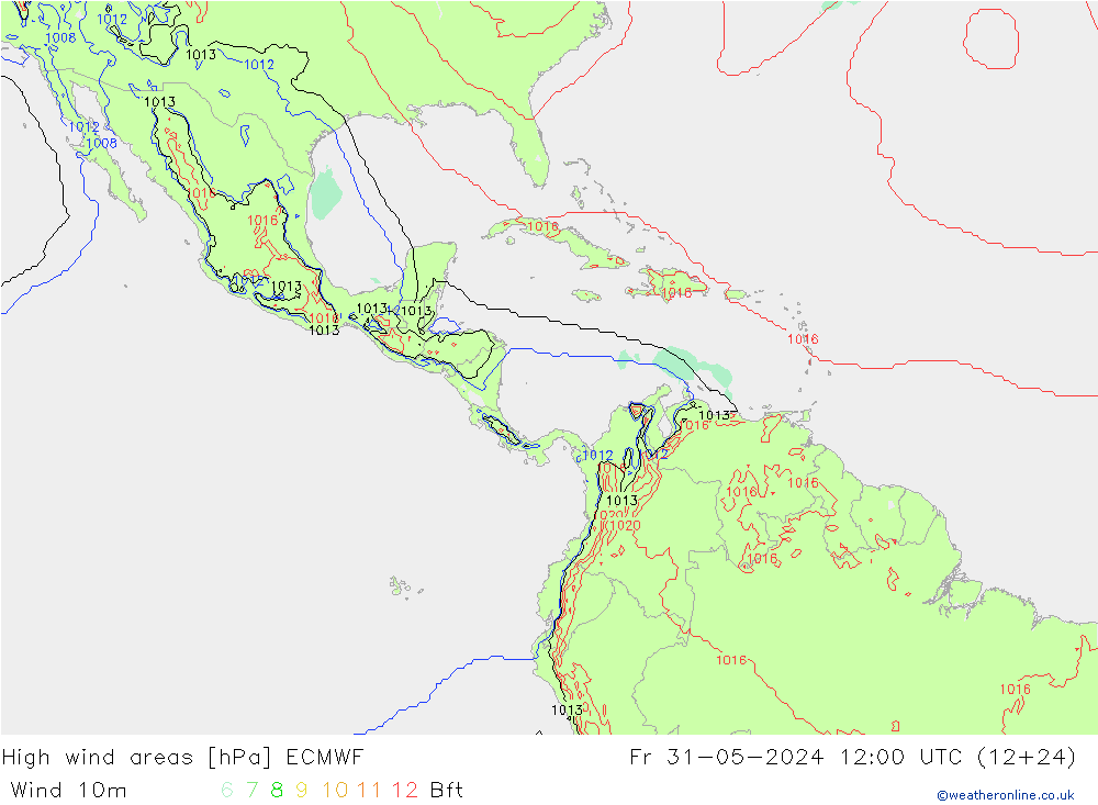 High wind areas ECMWF  31.05.2024 12 UTC