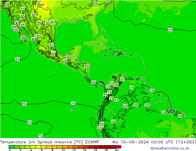 Temperature 2m Spread ECMWF Mo 10.06.2024 00 UTC