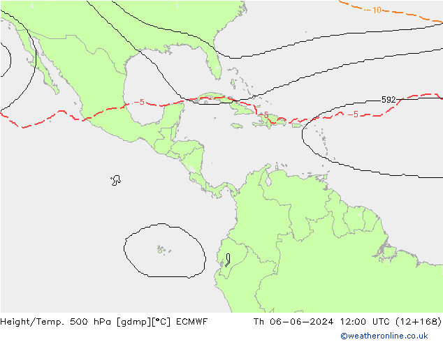 Height/Temp. 500 hPa ECMWF Čt 06.06.2024 12 UTC
