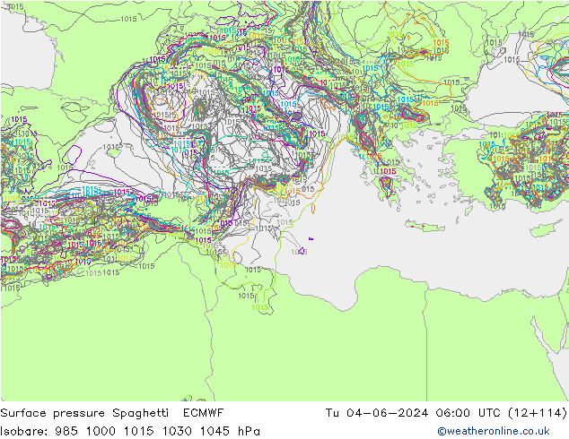 pression de l'air Spaghetti ECMWF mar 04.06.2024 06 UTC