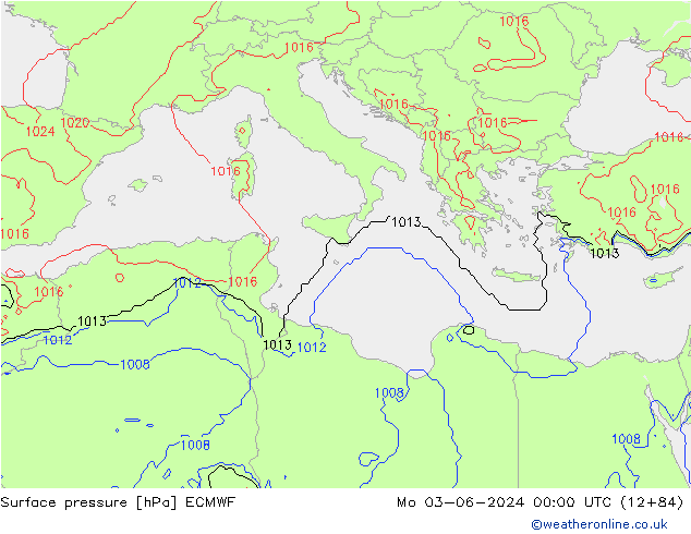 Luchtdruk (Grond) ECMWF ma 03.06.2024 00 UTC