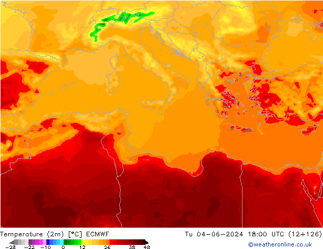 Temperatura (2m) ECMWF mar 04.06.2024 18 UTC