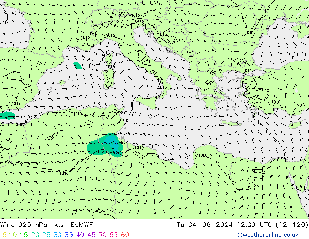 Wind 925 hPa ECMWF di 04.06.2024 12 UTC