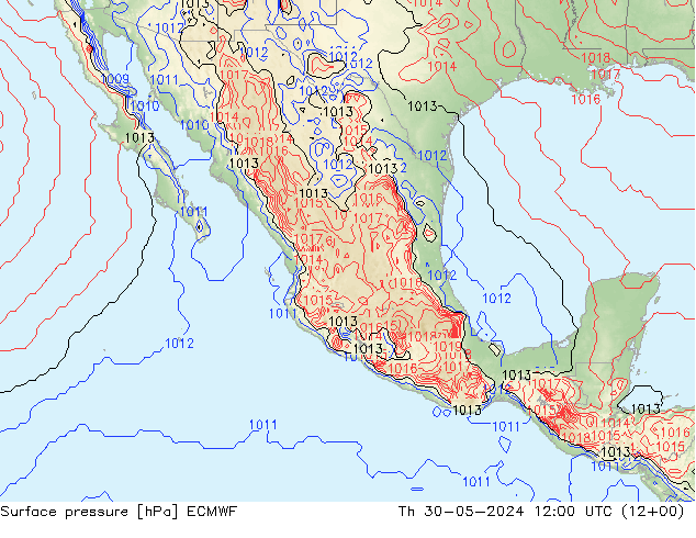 Presión superficial ECMWF jue 30.05.2024 12 UTC