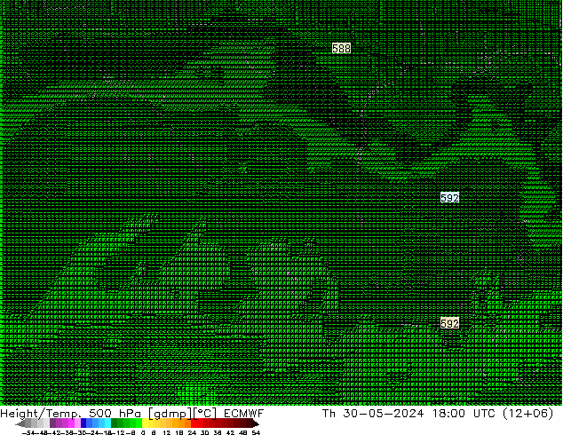Height/Temp. 500 hPa ECMWF czw. 30.05.2024 18 UTC