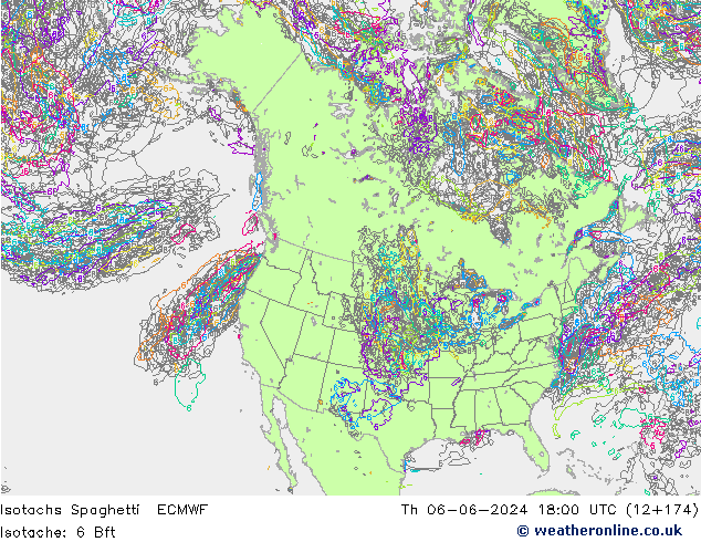 Isotachs Spaghetti ECMWF gio 06.06.2024 18 UTC