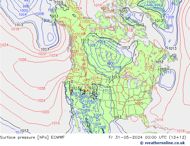 Luchtdruk (Grond) ECMWF vr 31.05.2024 00 UTC