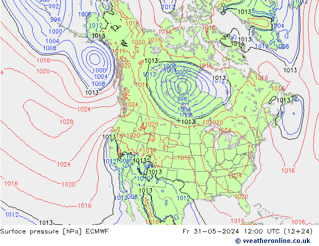 ciśnienie ECMWF pt. 31.05.2024 12 UTC