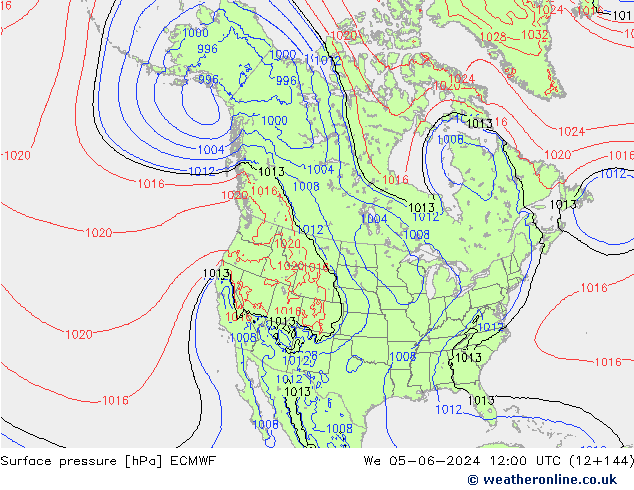 Luchtdruk (Grond) ECMWF wo 05.06.2024 12 UTC