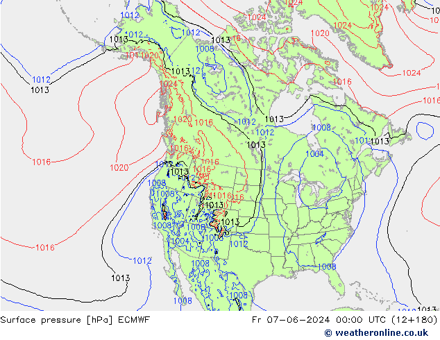 приземное давление ECMWF пт 07.06.2024 00 UTC