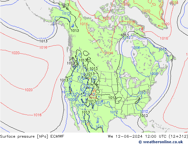 приземное давление ECMWF ср 12.06.2024 12 UTC