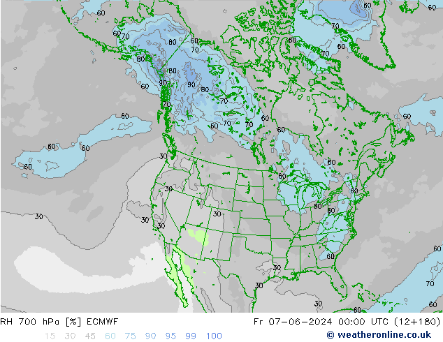 RH 700 hPa ECMWF Fr 07.06.2024 00 UTC