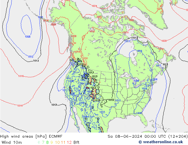 High wind areas ECMWF sab 08.06.2024 00 UTC