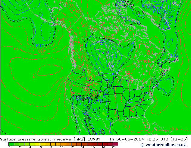 Bodendruck Spread ECMWF Do 30.05.2024 18 UTC