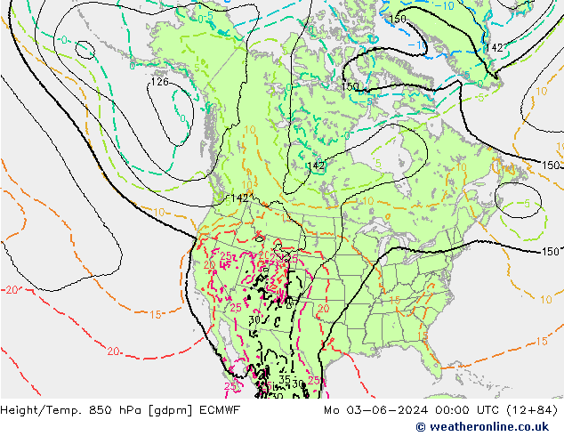 Height/Temp. 850 hPa ECMWF Mo 03.06.2024 00 UTC