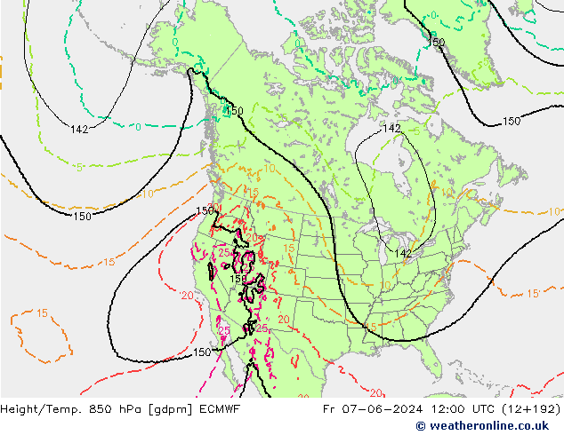 Height/Temp. 850 hPa ECMWF  07.06.2024 12 UTC