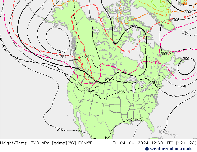 Yükseklik/Sıc. 700 hPa ECMWF Sa 04.06.2024 12 UTC