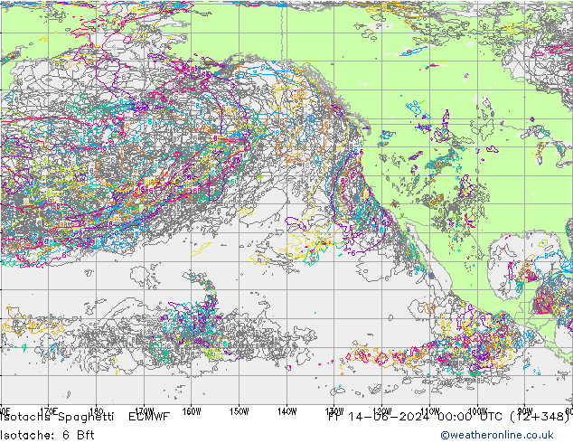 Isotachs Spaghetti ECMWF Fr 14.06.2024 00 UTC