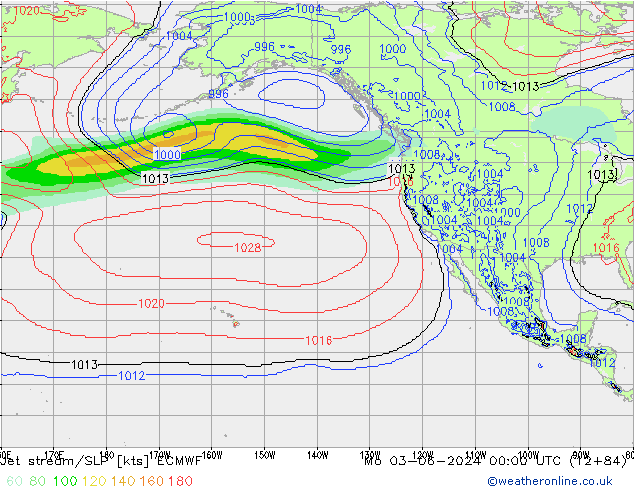 Jet stream/SLP ECMWF Po 03.06.2024 00 UTC