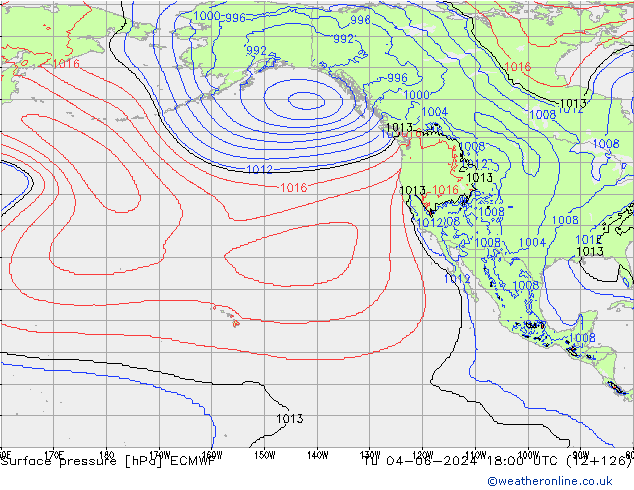 Surface pressure ECMWF Tu 04.06.2024 18 UTC