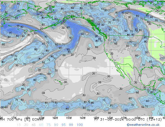 RH 700 hPa ECMWF Fr 31.05.2024 00 UTC