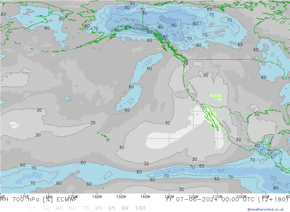 RH 700 hPa ECMWF Fr 07.06.2024 00 UTC