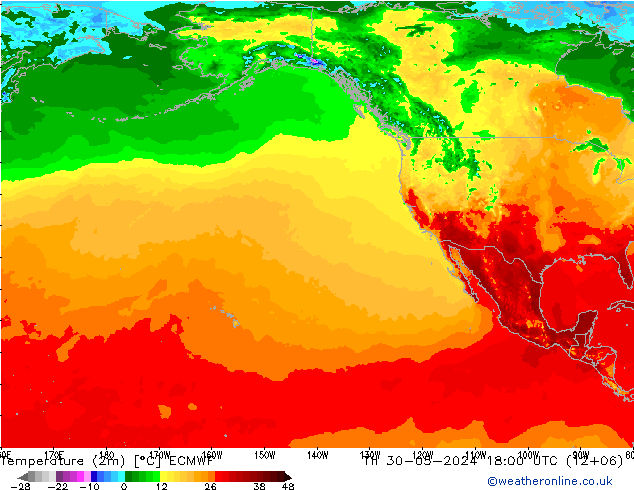 mapa temperatury (2m) ECMWF czw. 30.05.2024 18 UTC