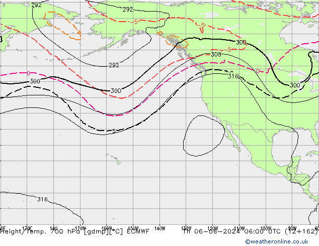 Height/Temp. 700 hPa ECMWF Čt 06.06.2024 06 UTC