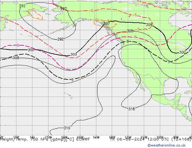 Height/Temp. 700 hPa ECMWF gio 06.06.2024 12 UTC