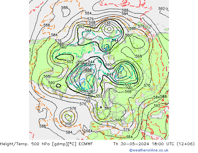 Géop./Temp. 500 hPa ECMWF jeu 30.05.2024 18 UTC