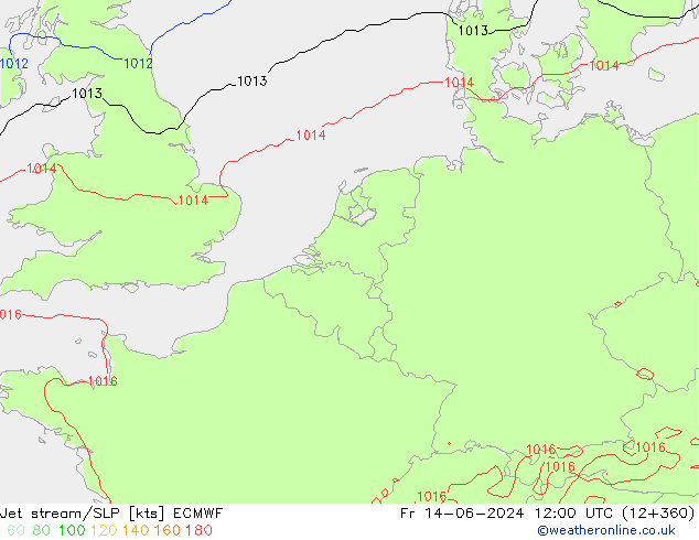 Polarjet/Bodendruck ECMWF Fr 14.06.2024 12 UTC