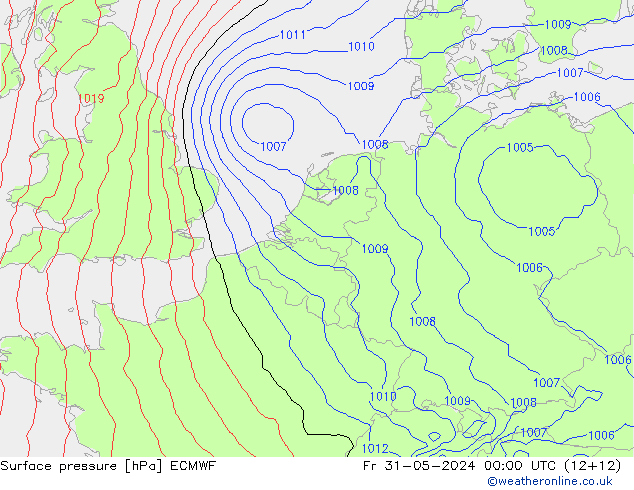 地面气压 ECMWF 星期五 31.05.2024 00 UTC