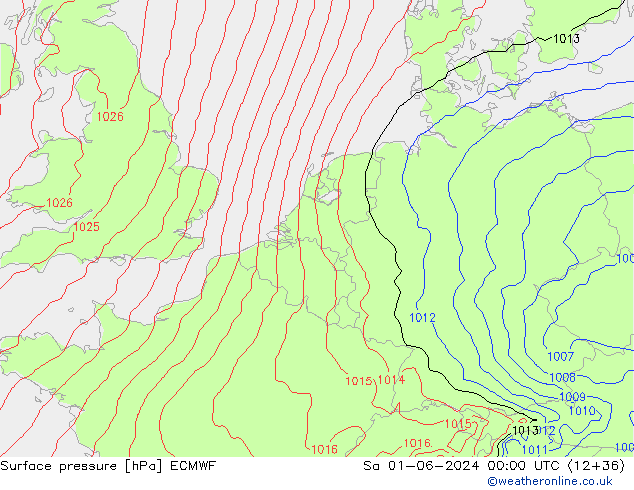 Surface pressure ECMWF Sa 01.06.2024 00 UTC