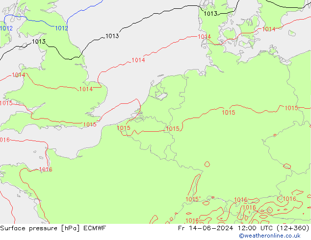 Luchtdruk (Grond) ECMWF vr 14.06.2024 12 UTC