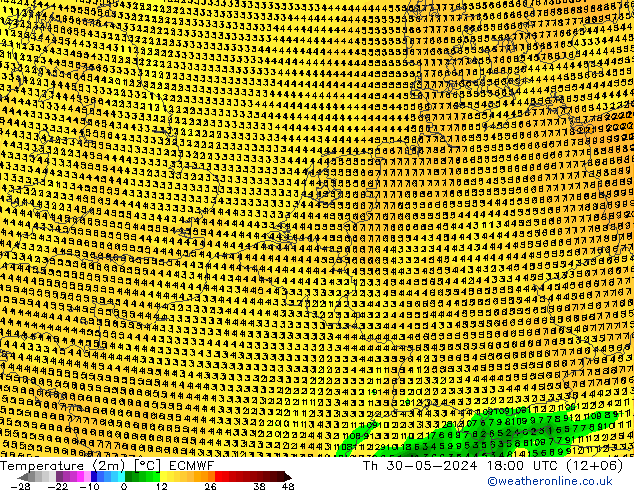 Temperaturkarte (2m) ECMWF Do 30.05.2024 18 UTC