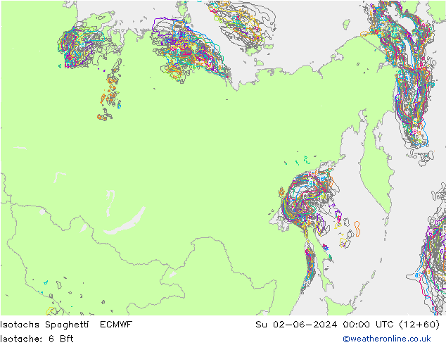 Isotachs Spaghetti ECMWF Su 02.06.2024 00 UTC