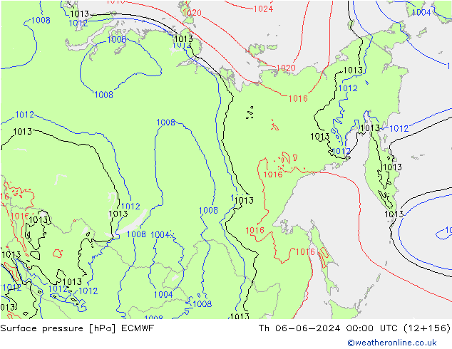 pressão do solo ECMWF Qui 06.06.2024 00 UTC