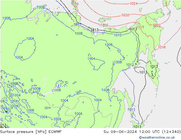 Yer basıncı ECMWF Paz 09.06.2024 12 UTC