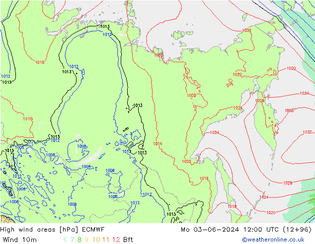 High wind areas ECMWF Mo 03.06.2024 12 UTC